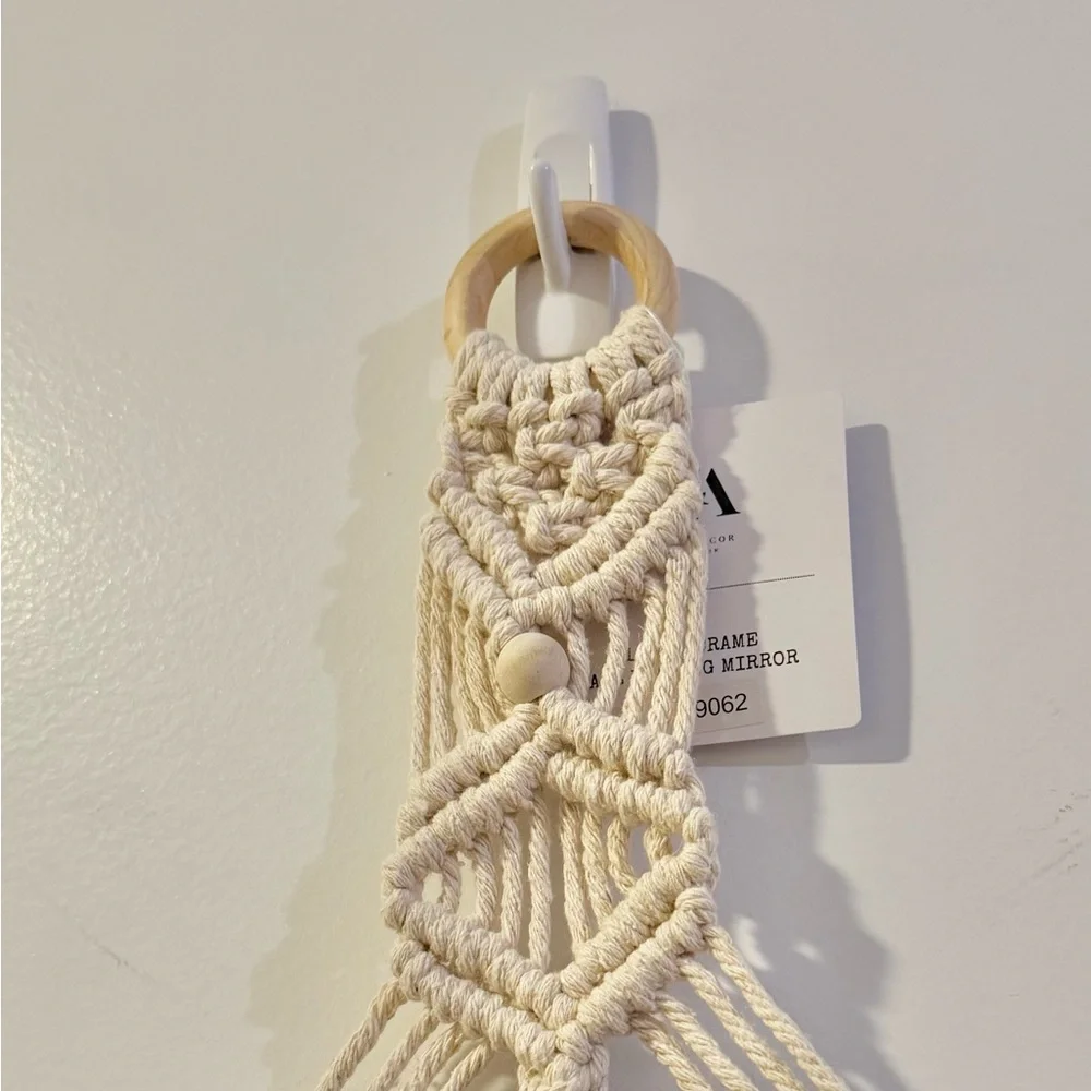 Cream Macrame Wall Mirror